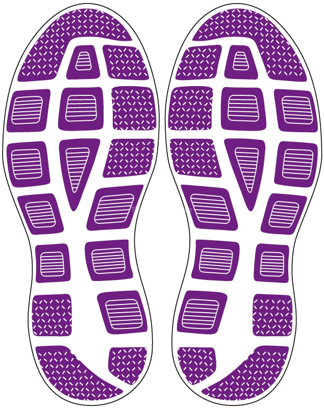 Fußbodenaufkleber Schuhabdruck Sport Violett M105